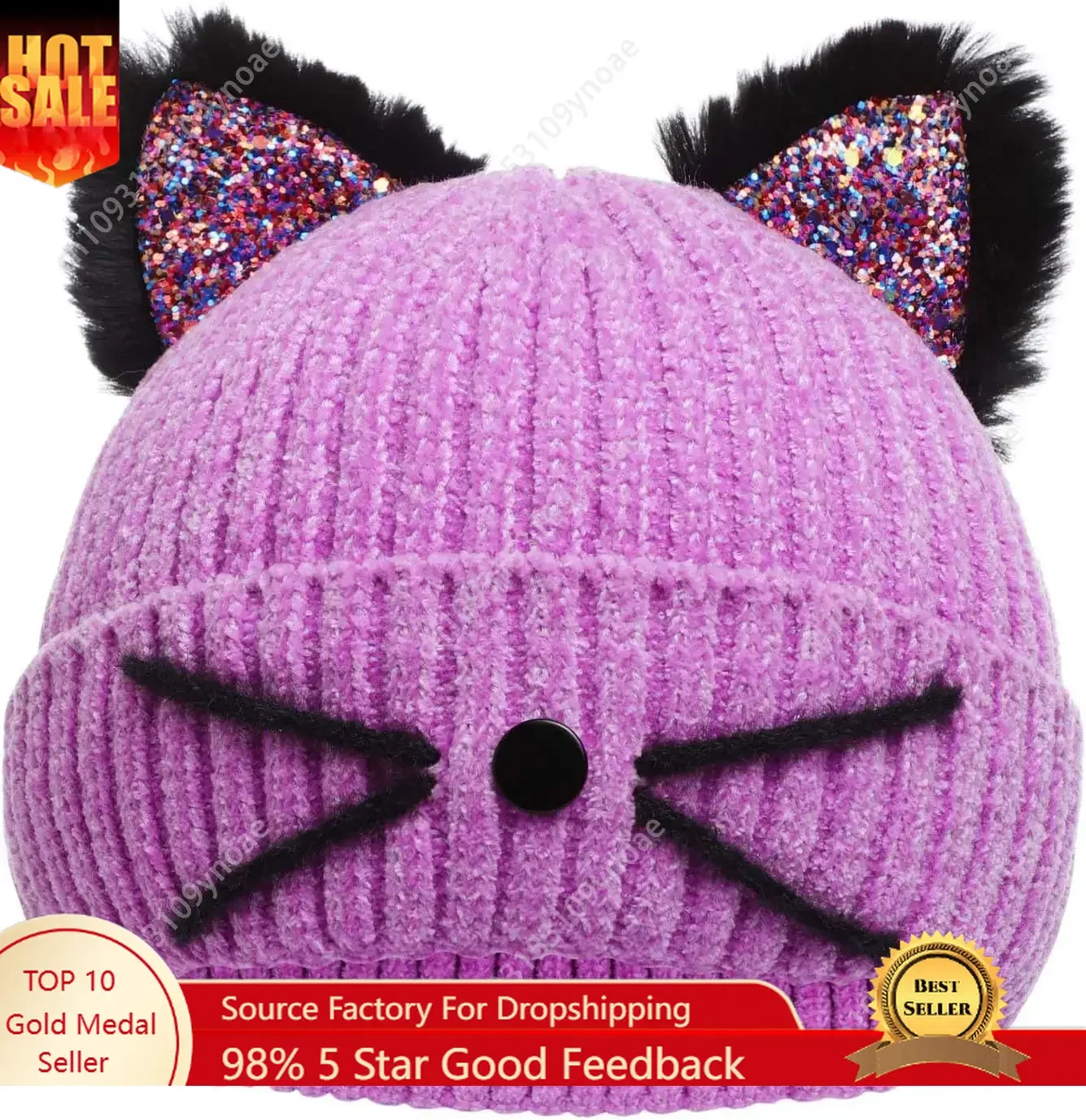 

Sequin Cat Ears Cap Winter Beanie Hat Outdoor Snow Ski Skull Caps Man Women Soft Comfortable Cute Fashion Knitted Hats