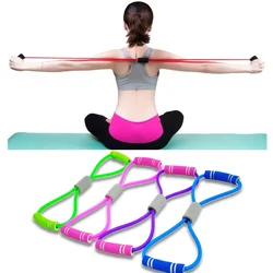 Bandas elásticas de goma para entrenamiento muscular, cuerda expansora de pecho de 8 palabras, para Yoga, Fitness