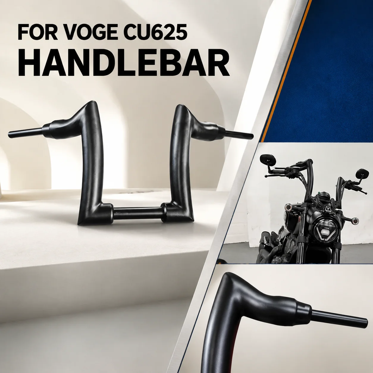 2‑Inch Thickened Goat‑Horn High‑Rise  Handlebar Fit For VOGE CU625 Motorcycle Mod Accessories