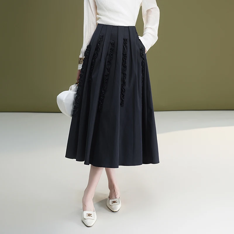 

Thiened Hepburn Sle Women's High Waist A-Line Umbrella Skirt Puffy Midi Skirt Autumn Winter New Arrival Slimming Effect