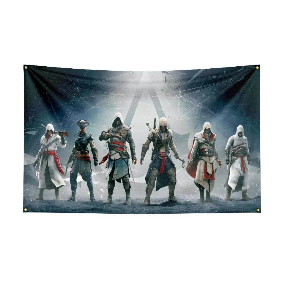 90X150CM A-Assassin's Creeds Flag Polyester Digital Printed Game Tapestry Curtain For Decor