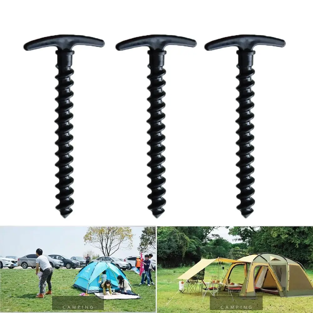 5 PCS Durable Plastic Camping Tent Pegs Stakes Pins Tent Accessories Ground Nails Ground Support Screw Spiral Tent Peg Hiking