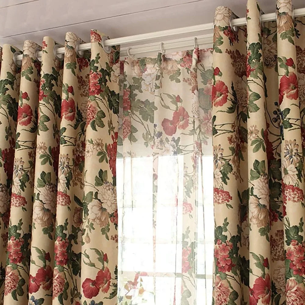 Rideaux opaques à motifs floraux pour style rétro, isolation de pièce foncée, adaptés à un usage salon et chambre (taille : 500x26)