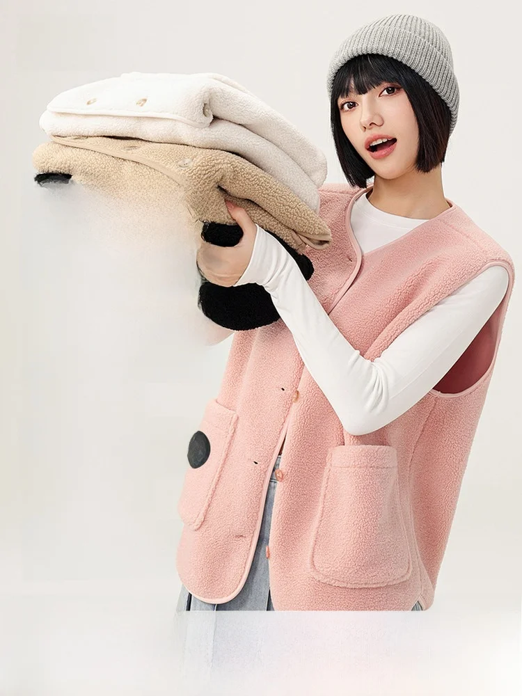 

Женская флисовая жилетка Snow Flying Spring 2026 с круглым вырезом: повседневная, комфортная, приятная к телу, универсальная, для дома и города