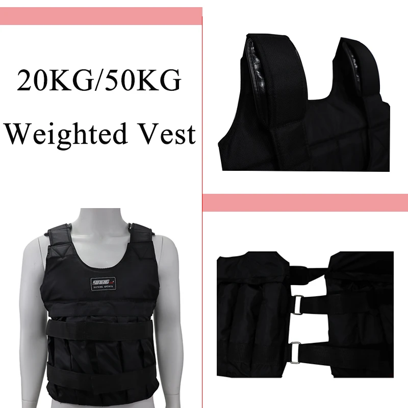 

50/20kg Weight Vest Adjustable Workout Weight Jacket Weighted Exercise Vest for Running Training Workout Jogging Walking