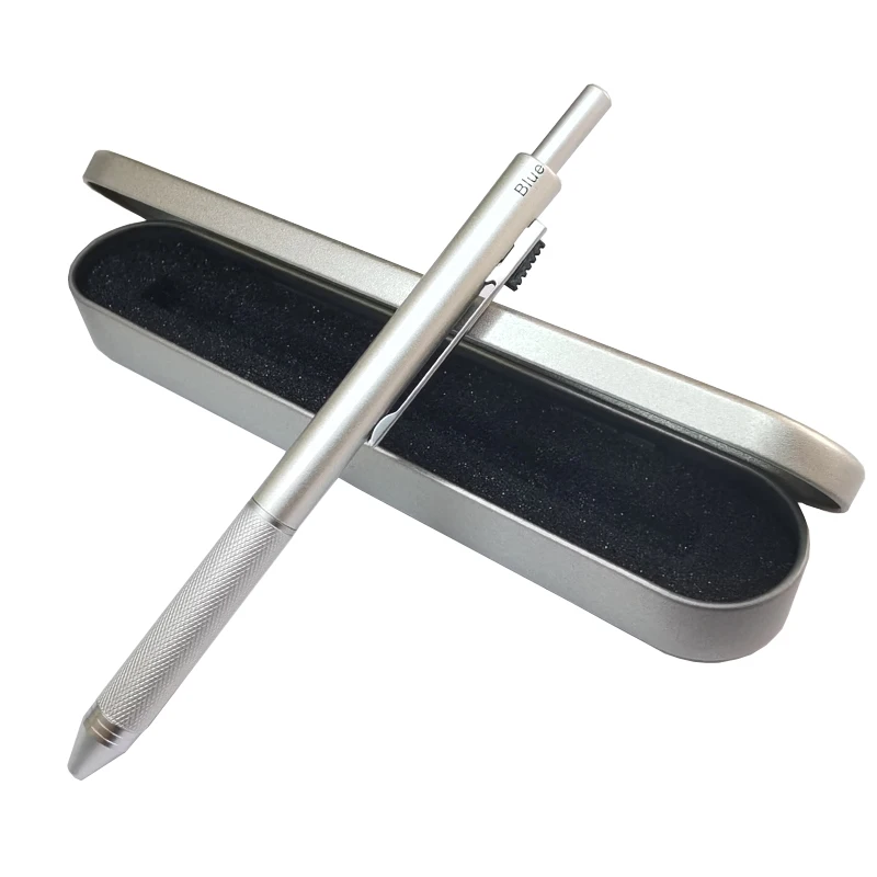 Neuer mehrfarbiger Kugelschreiber aus Metall mit Schwerkraftserkennung, 4-in-1, mit 3-farbigen Tintenrollerminen + 1 Bleistiftminen-Metallstiftbox-Set – Detail 4