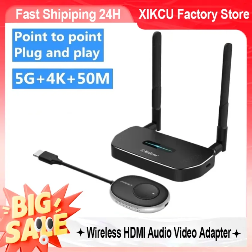 

XIKCU 5G 50M Wireless HDMI-Compatible Video Transmitter and Receiver 1 To 4 4K Screen Share Switch for PS4 Camera PC To TV Stick