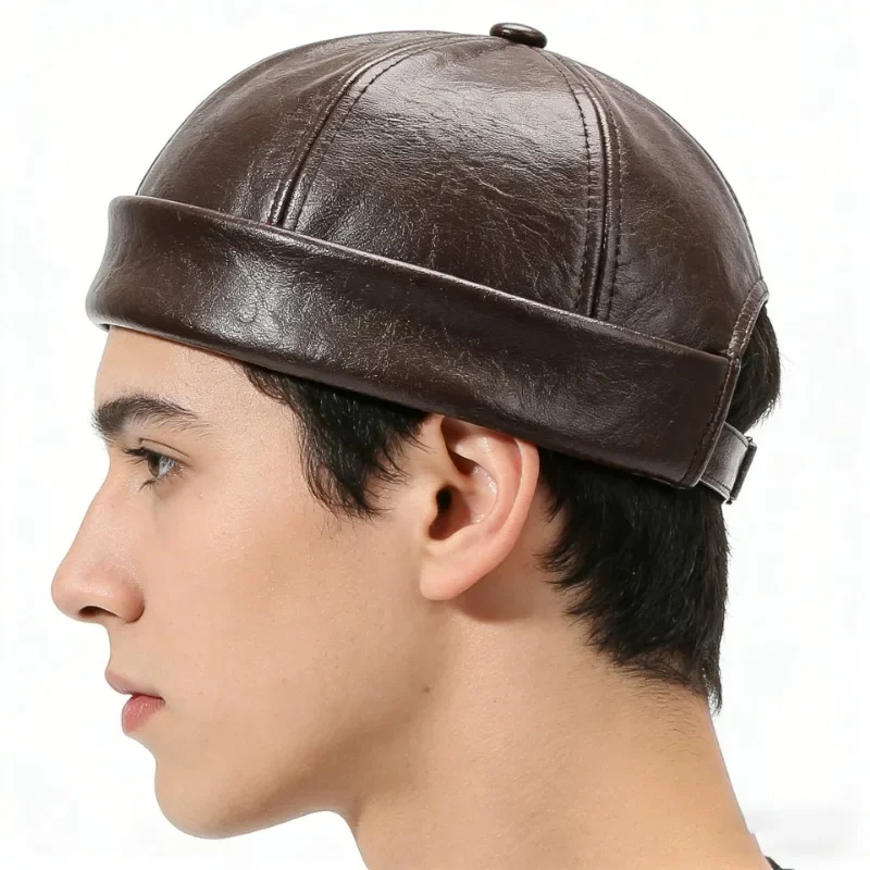 Unisex Spring Autumn New PU Leather Vintage Skull Cap Street Hipster Casual Hat