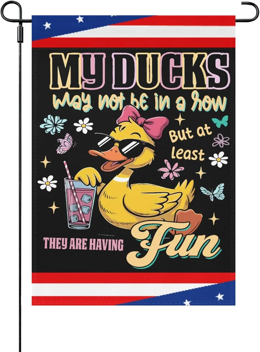 Most Definitely Not All In A Row Duck Mentals Healths Garden Flag 12x18 Double Sided Small Garden Banner for Home LLO LLX llz