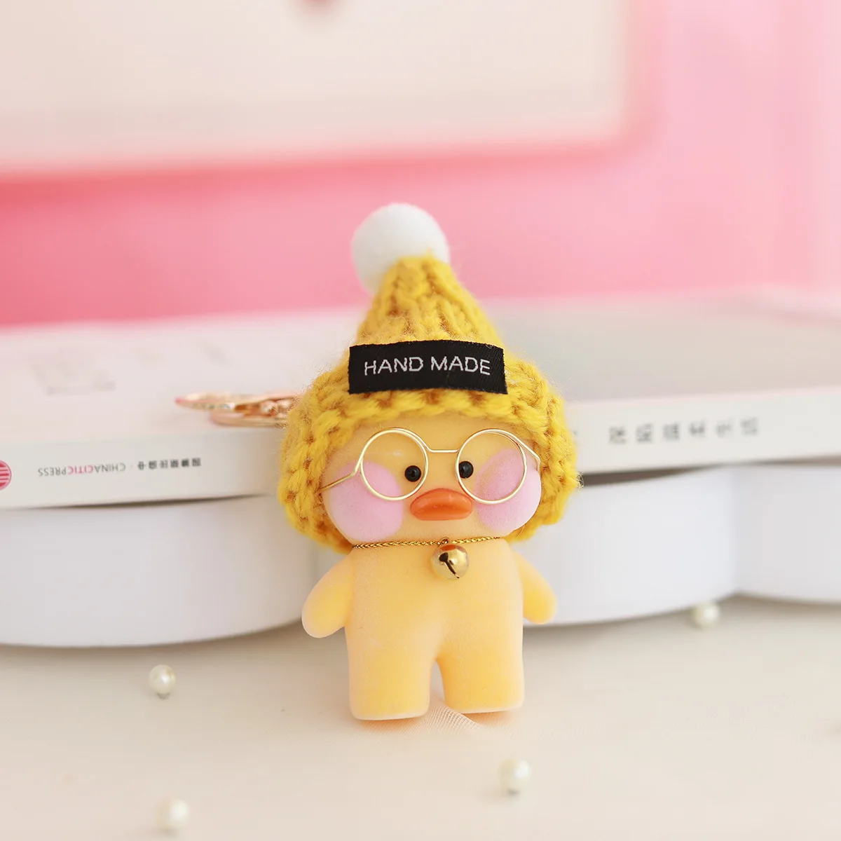 New Arrival Cute Lalafanfan Duck Keychain Kawaii Cafe Mimi plush toy Duck Action Figure Keychain Bags Decor Toy Children Gifts