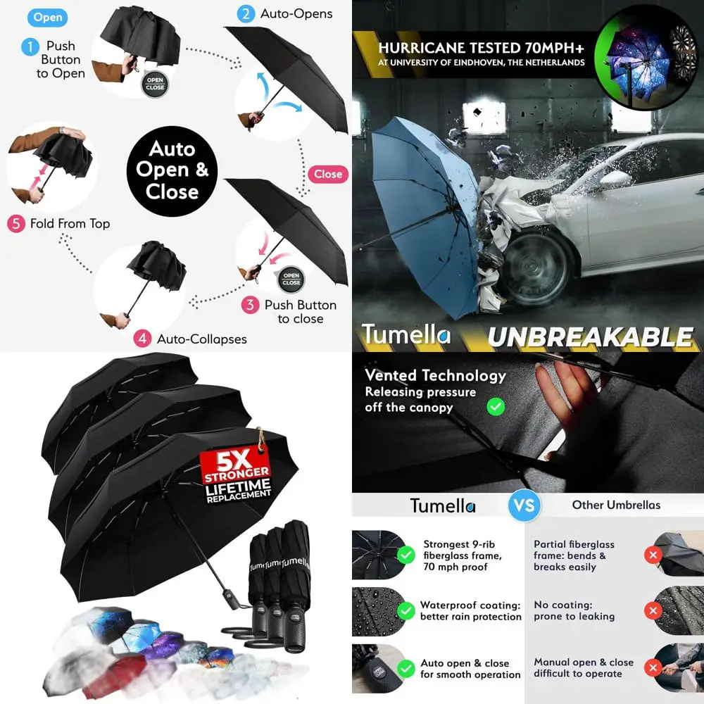 

Compact, Windproof Travel Umbrella: Automatic, Lightweight & Durable with Premium Grip, Fits Cars & Backpacks