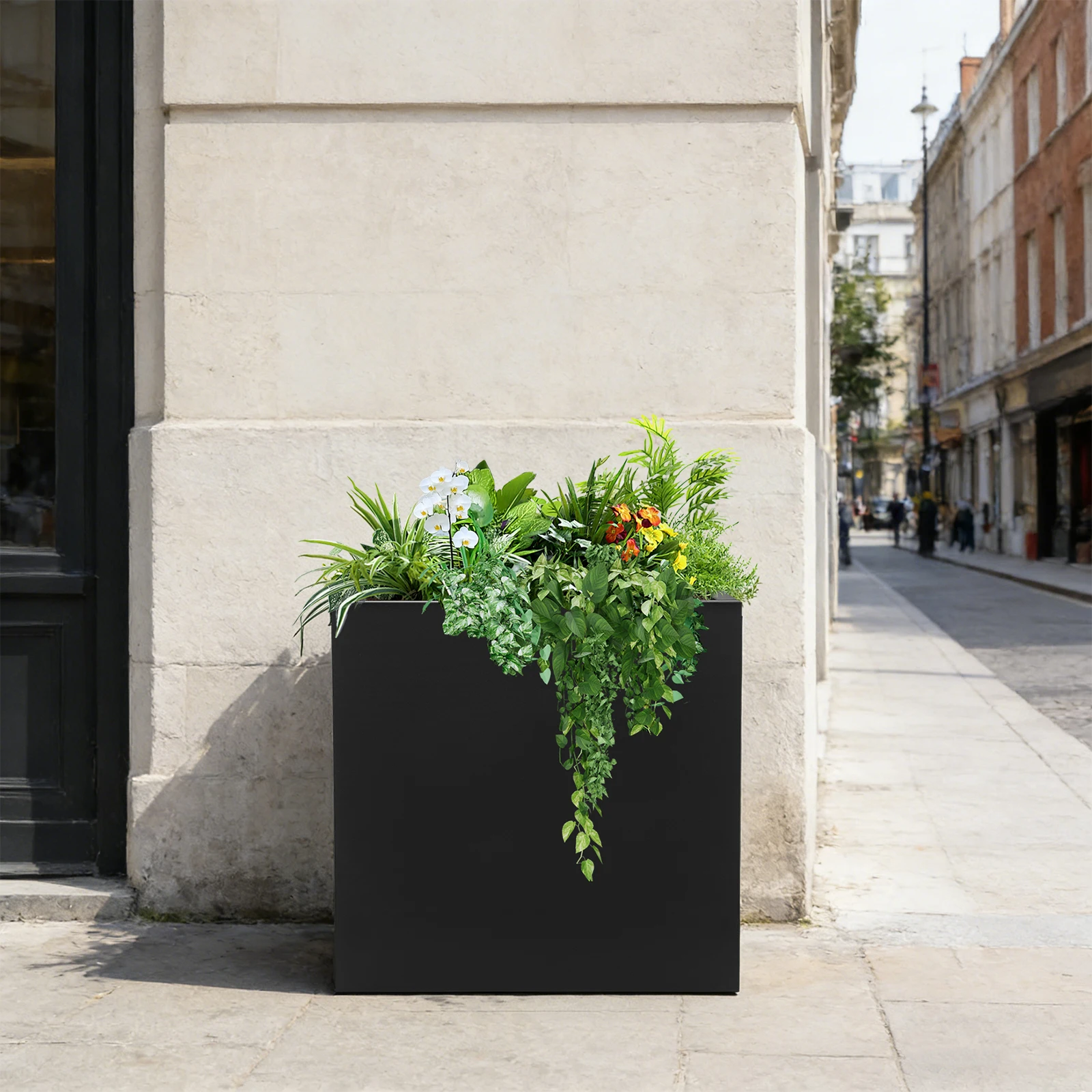 

24x24x24in Black Steel Cube Planter Box, Square Raised Garden Bed For Patio Yard Courtyard Vegetable Flower Planting Decoration
