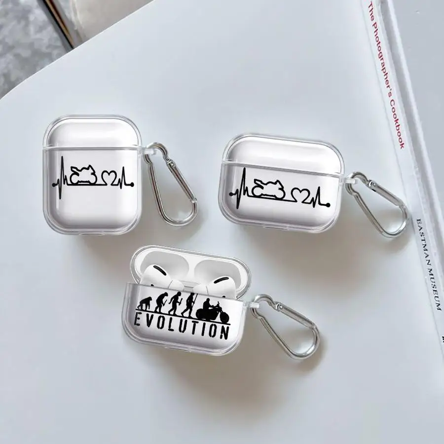 

Clear Earphone Cases Cover Case For Airpods Pro3 4 3 1 2 Pro2 Pro Motorcycle-Car Love Pattern
