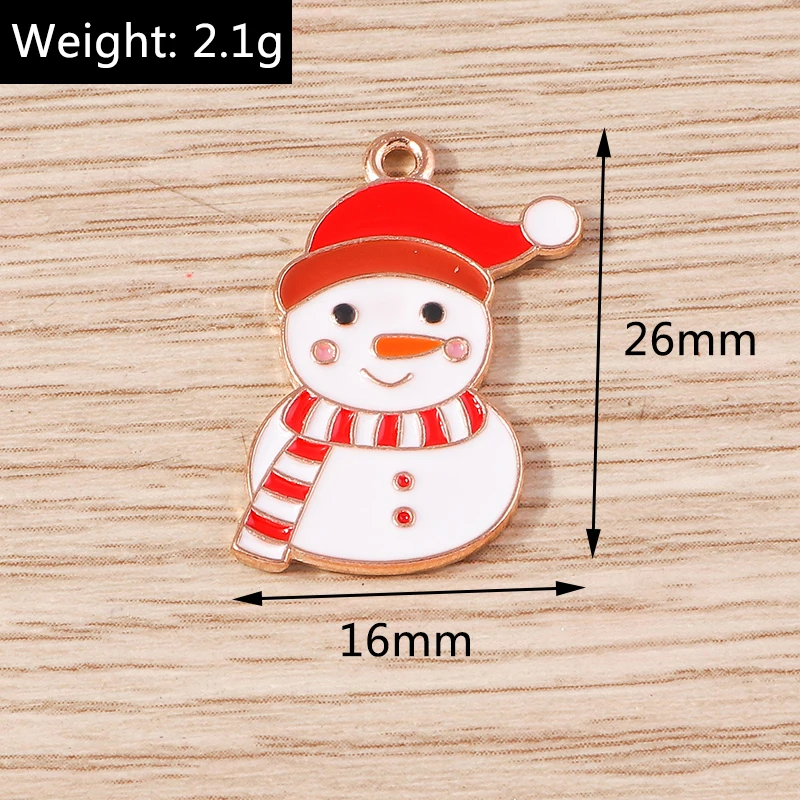10 Stück Niedliche Emaille-Weihnachtsanhänger mit Schneemann, Weihnachtsmann und Baum für Schmuckherstellung, Ohrringe, Halsketten, DIY-Bastelbedarf – Detail 6