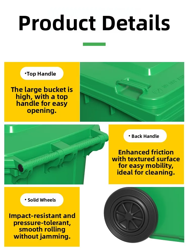 

Large Capaci Kitchen Waste Bin with Cover for ering Busin Outdoor Sanitation 240L Plastic Garbage Can for Home Use