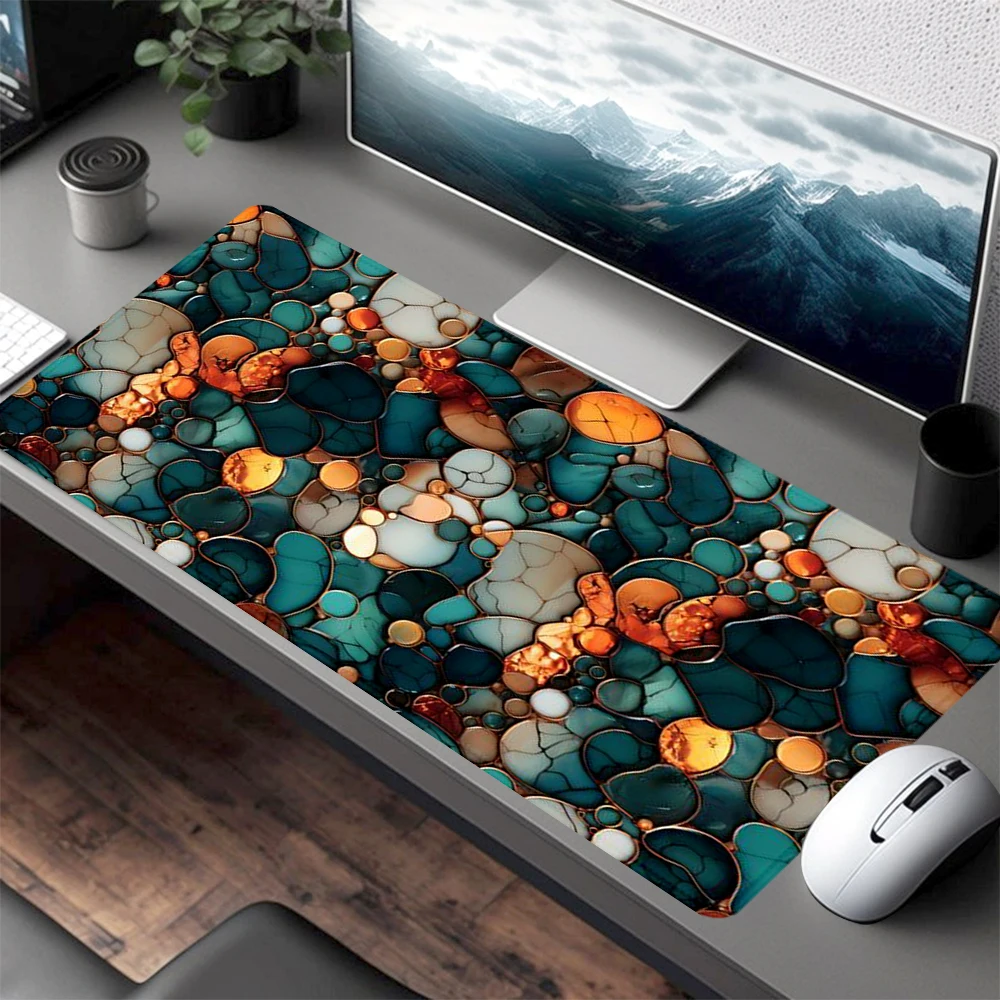 

Color Stone Mouse Pad Art Design Large Desk Accessories Desk Pad Rubber Base with Stitched Edge Mousepad Non-Slip Deskpad