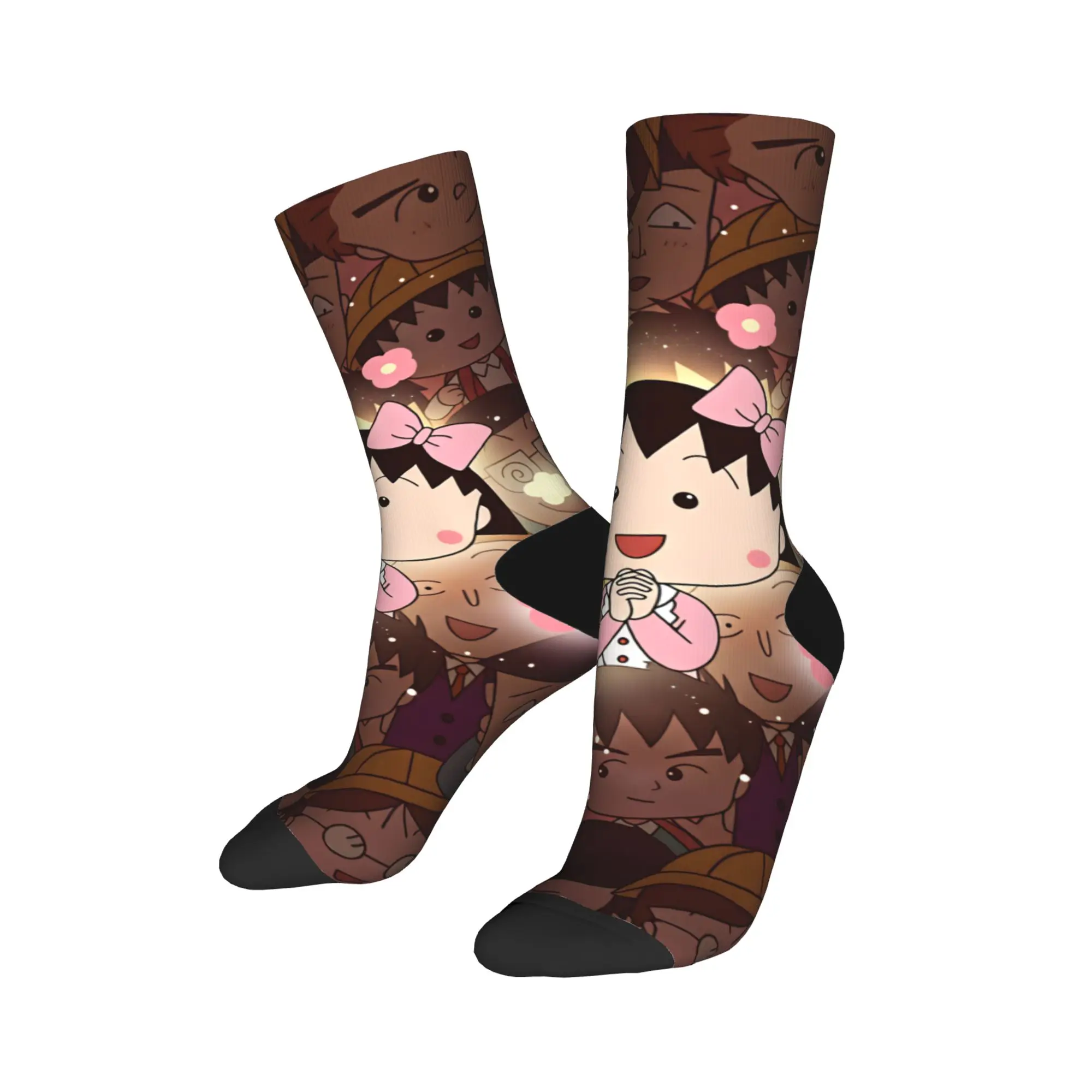 Men Socks Chibi Maruko Chan  Stockings Winter Fashion Medium Soft Socks Pattern Skateboard Anti Skid Socks
