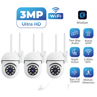3-Pack 3MP Ultra HD WiFi Smart Security Camera Two-Way Audio Night Vision Pan-Tilt Control Motion Detection Alarm Baby Monitor