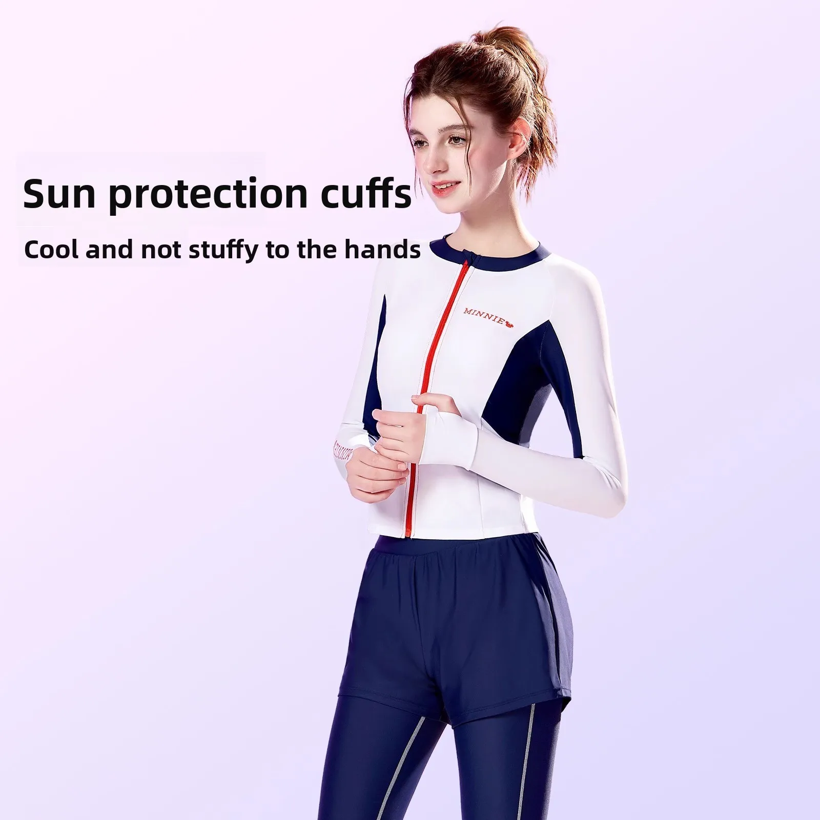 디즈니 2025 신상 스플릿 수영복 여성용 긴팔 바지 반사 방지 서핑 웻수트 자외선 차단 수영복