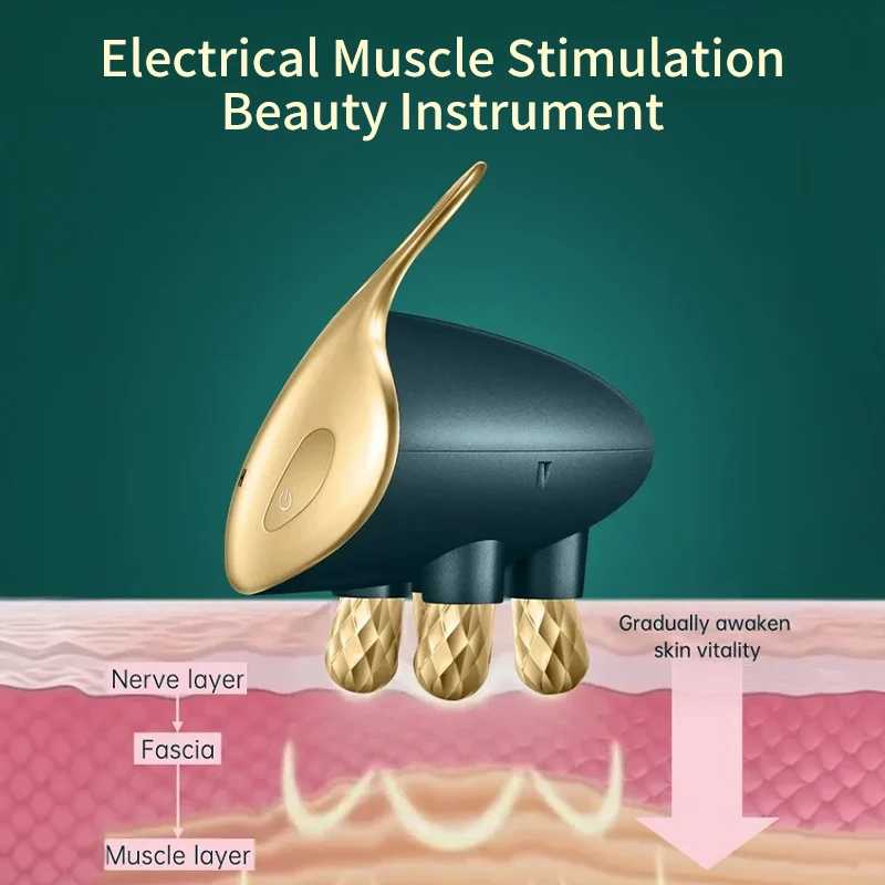 Rodillo Facial 4D EMS, masajeador de líneas finas, microcorriente, reafirmante de la piel, lifting Facial, 5 luces LED, elimina edemas, desvanece la piel