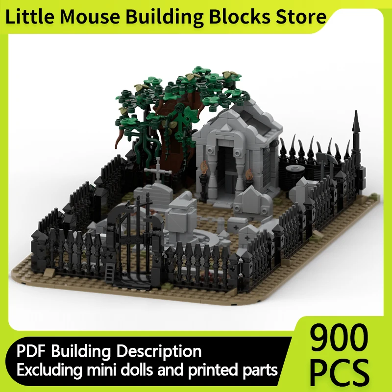 

Medieval Castle Model MOC Building Bricks Cemetery With Crypt Modular Technology Gifts Holiday Assemble Children Toys Suit