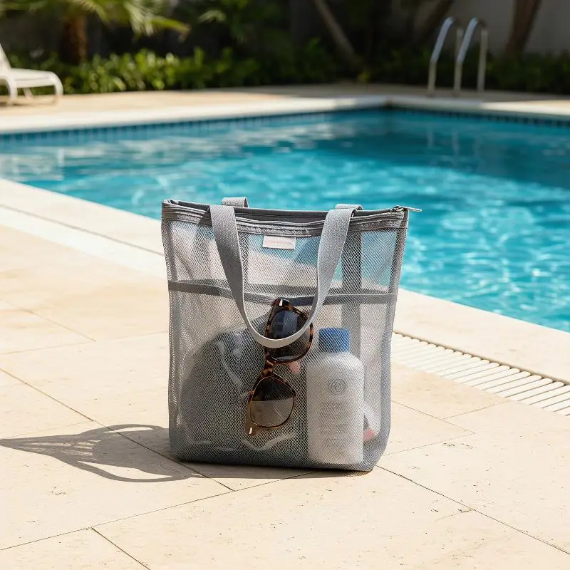 Mesh  Tote Breathable with Zipper Handle Portable Bath Organizer for Camping Dorm Bathroom Travel