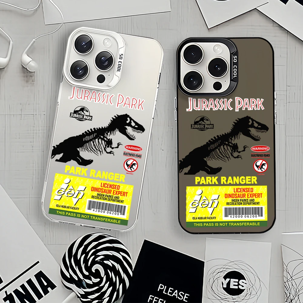 J-Jurassic Movie P-ParkS Laser Phone Case for iPhone 12 11 13 14 15 16 Max Pro Plus IMD Shockproof Silicone Coque