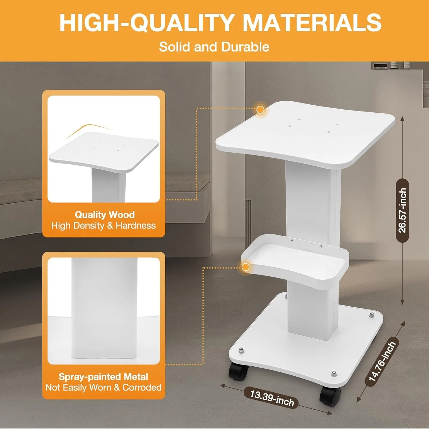 Salon Trolley Cart, Spa Equipment Maintenance Cart Rack Storage Tray with Lockable Rolling Wheel for Beauty Medical Instruments