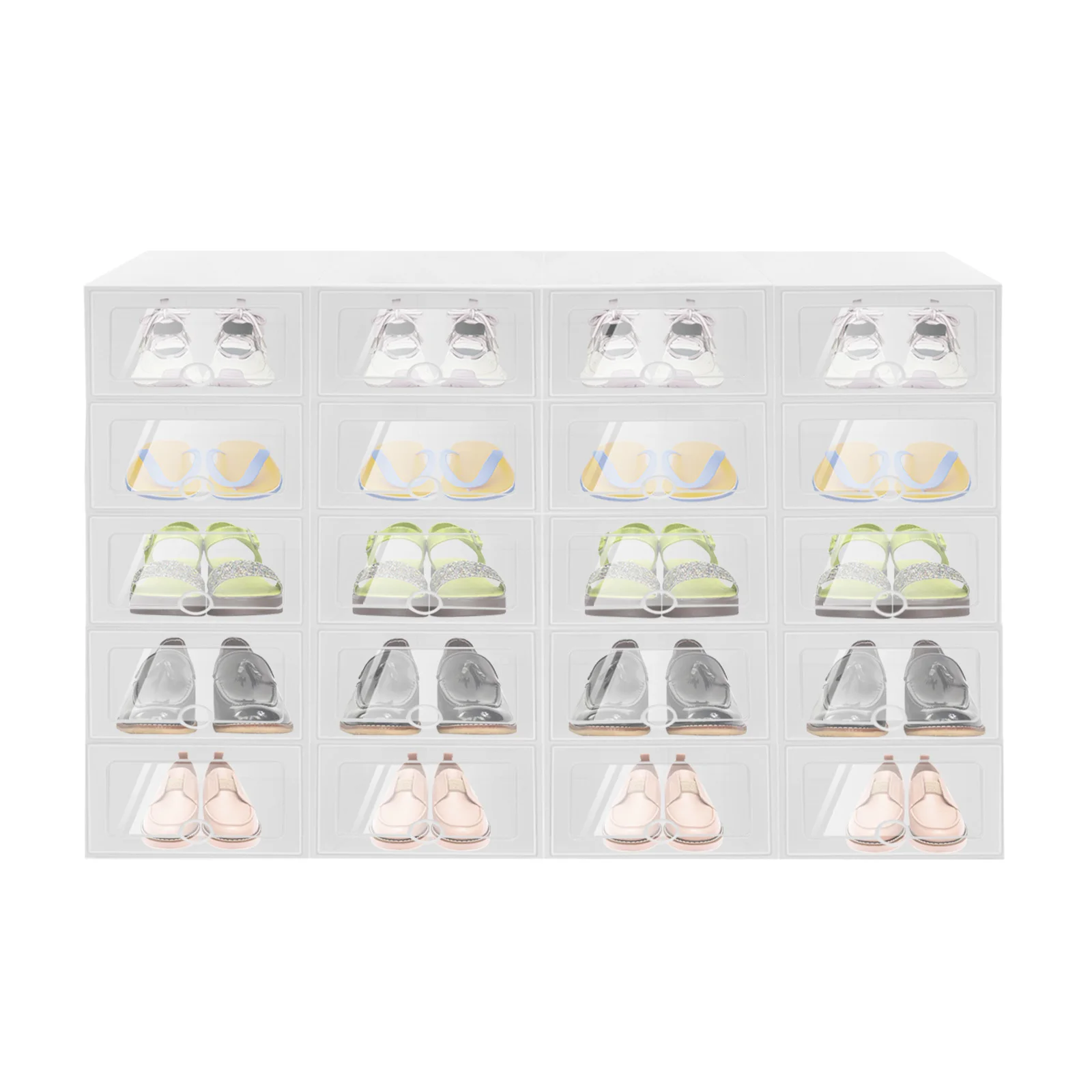 

20 PCS 12.83*9.45*5.51'' Oval Flip Large Shoe Boxes Shoe Box Simple Drawer Style Stackable Box Dustproof Free Combination Rack