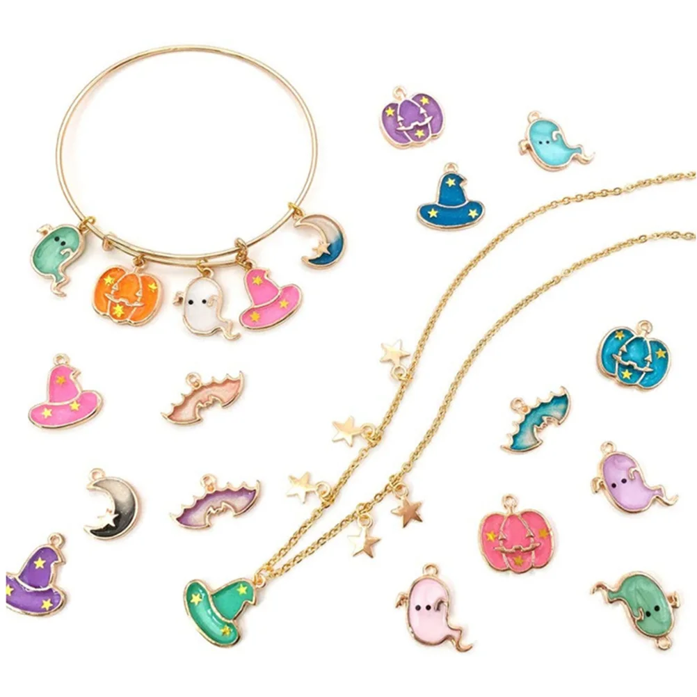 

Halloween Alloy Pumpkin Ghost Hat Charms for DIY Jewelry Making Accessories Necklace Bracelet Earrings Decorations