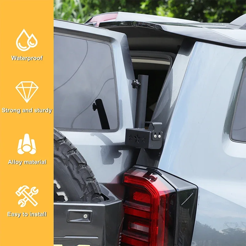 

Carbon Steel Black For Great Wall tank 400 2023+ Car tailgate antenna flagpole bracket car exterior modification Accessories