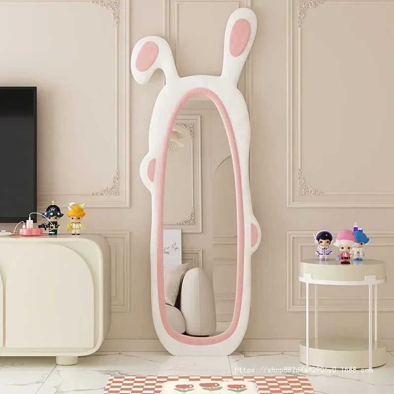 Cartoon rabbit full-body mirror, household light luxury full-length mirror, girls' bedroom special-shaped mirror