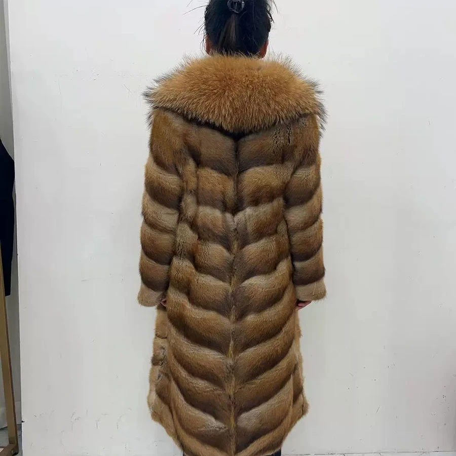 Natural Muskrat Fur Winter Women Fur Coat Women Luxury Real Fur Warm Winter Jackets