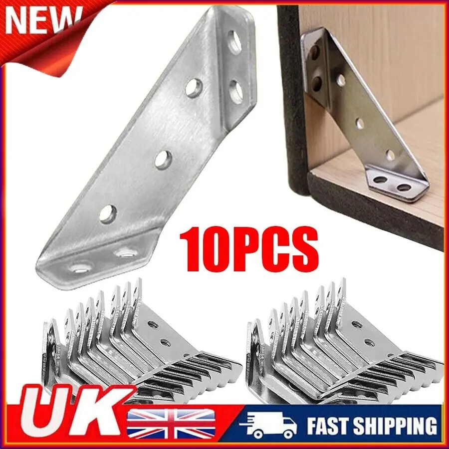 10/20Pcs Universal Thickened Stainless Steel Angle Code 90 Degrees Right Angle Fixed Bracket Furniture Connectors Home Tools