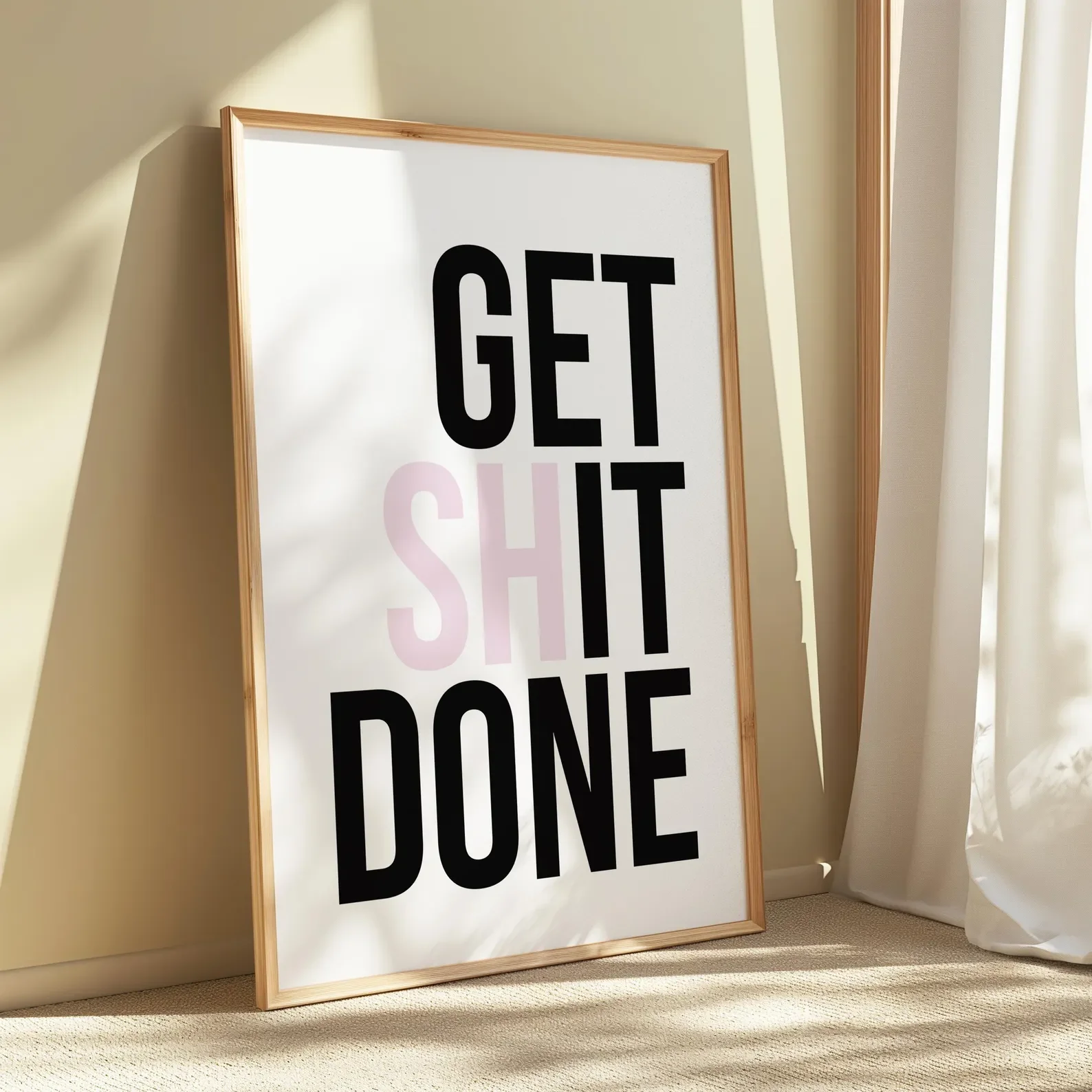 Get shit done, office art, motivational poster, office print