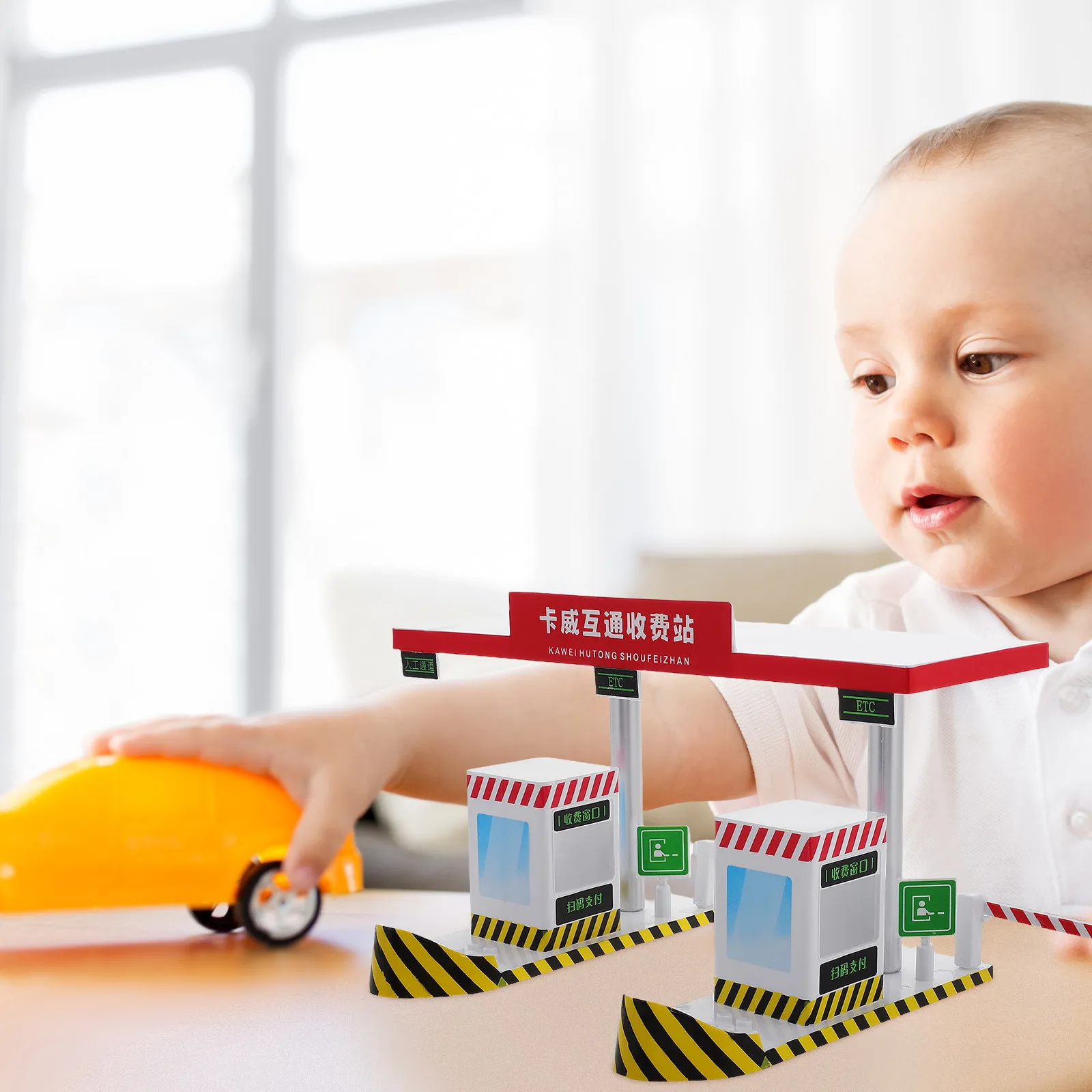Plastic Toll Booth Playset Kids Imagination Highway Toll Station Educational Play Early Learning Boys Traffic Set view 2