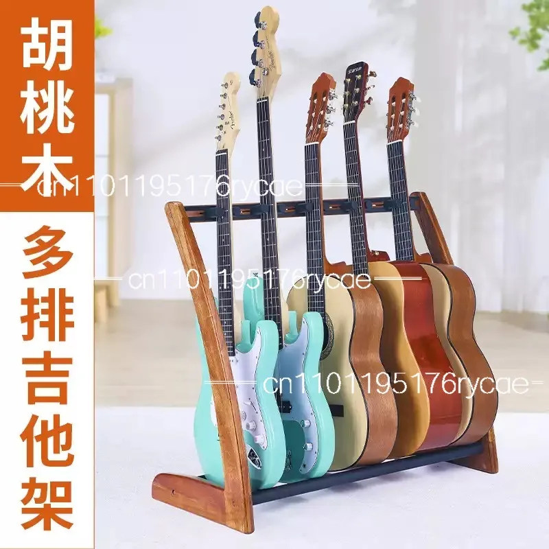Home Use Multi-head Guitar Support Ra Wood Guitar Stand Multiple Guitars Floor Mounted Vertical