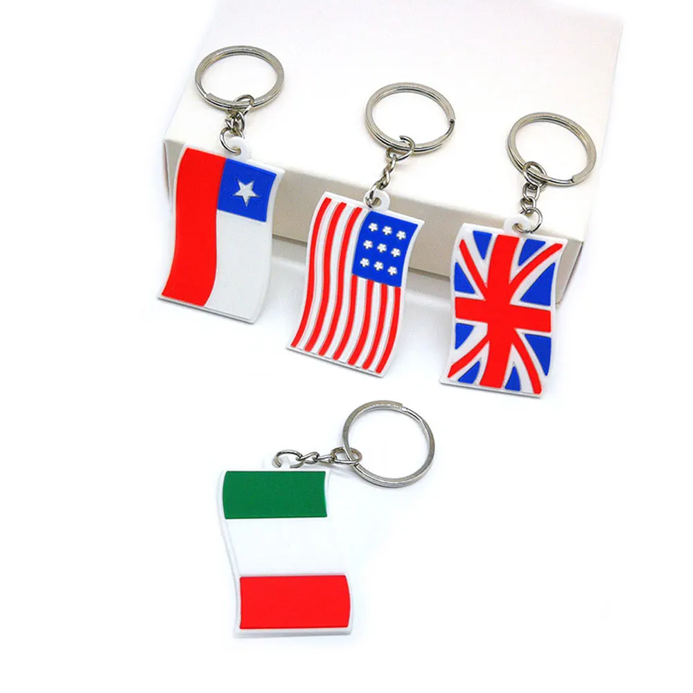 

1Pcs National Flag Key Chain Kids Toy Pendant Keychain PVC Keyring Charms Small Ornament Pop Jewelry Keys Accessories Key Holder