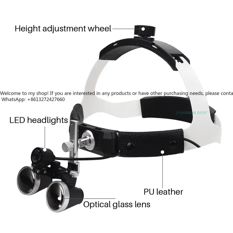 Electrical Powered Medical Magnifier Glasses with LED Headlight Binocular Loupes and Headband view 3