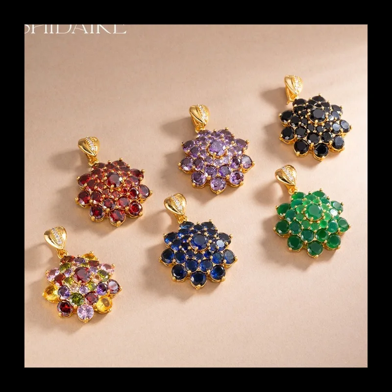 

Популярный Ближний Восток, новый цветной цветок, циркон, кулон, модная прямая поставка с фабрики, темперамент, ретро