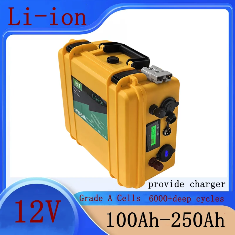 

waterproof 12v 100ah 150Ah 200Ah lithium battery for Trolling Motor Fishing Inflatable Boat camping inverter EV