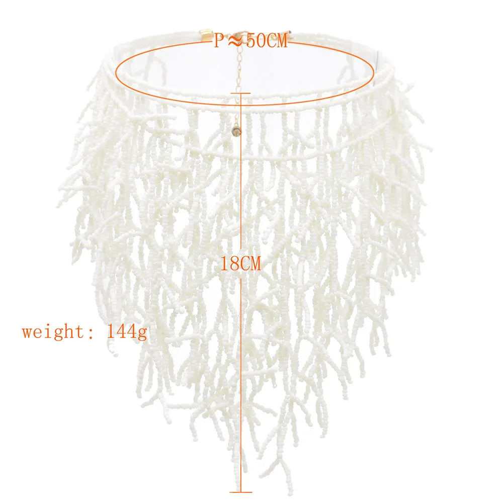 New Arrival Jewelry Accessories Exaggerated Handmade Beads Long Tassel Collar Three-Layer Beaded Coral Necklace for Women 2022