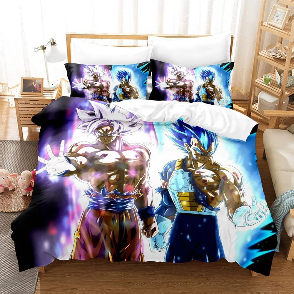 Japan Anime Dragon Ball Z Goku Comforter Duvet Cover Bedding Sets for Students Teens Quilt Cover Pillowcases Kids Birthday Gift