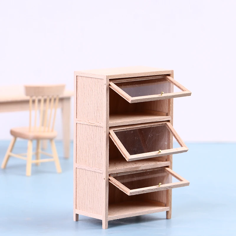 

1:12 Dollhouse Miniature Wood Bookcase 3-Tier Shelf Cabinet Furniture Toys