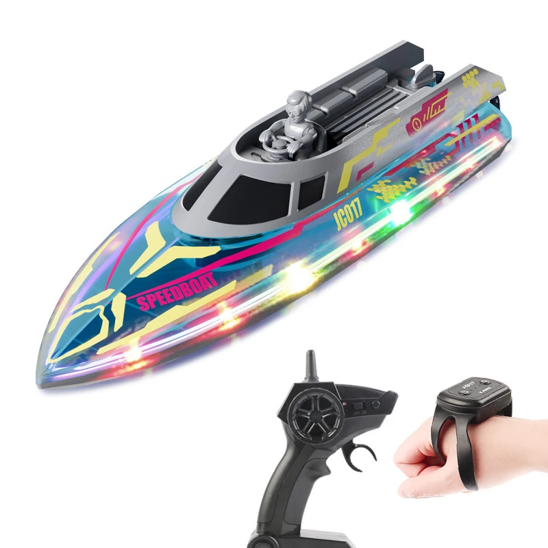 

RC Boat High Speed 2.4GHz Waterproof with Light Electric Racing Toy 15 km/h Remote Control Boat Stunt for Boys Kids Xmas Gift