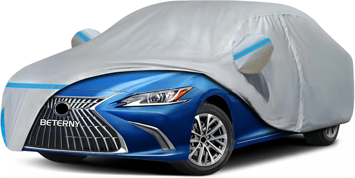 

Водонепроницаемый чехол для автомобиля Lexus ES, индивидуальный пошив, всепогодная защита с молнией на двери и хлопковой подкладкой - серый