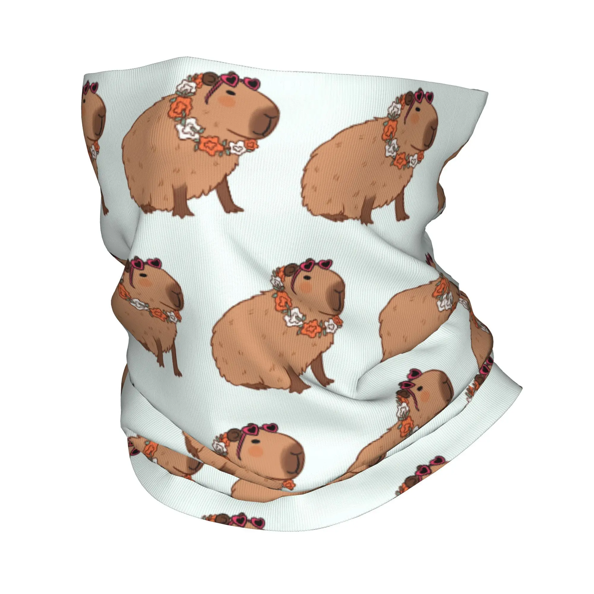 

Custom Cute Summer Time Capybara Bandana Winter Neck Warmer Men Windproof Wrap Face Scarf for Ski Gaiter Headband