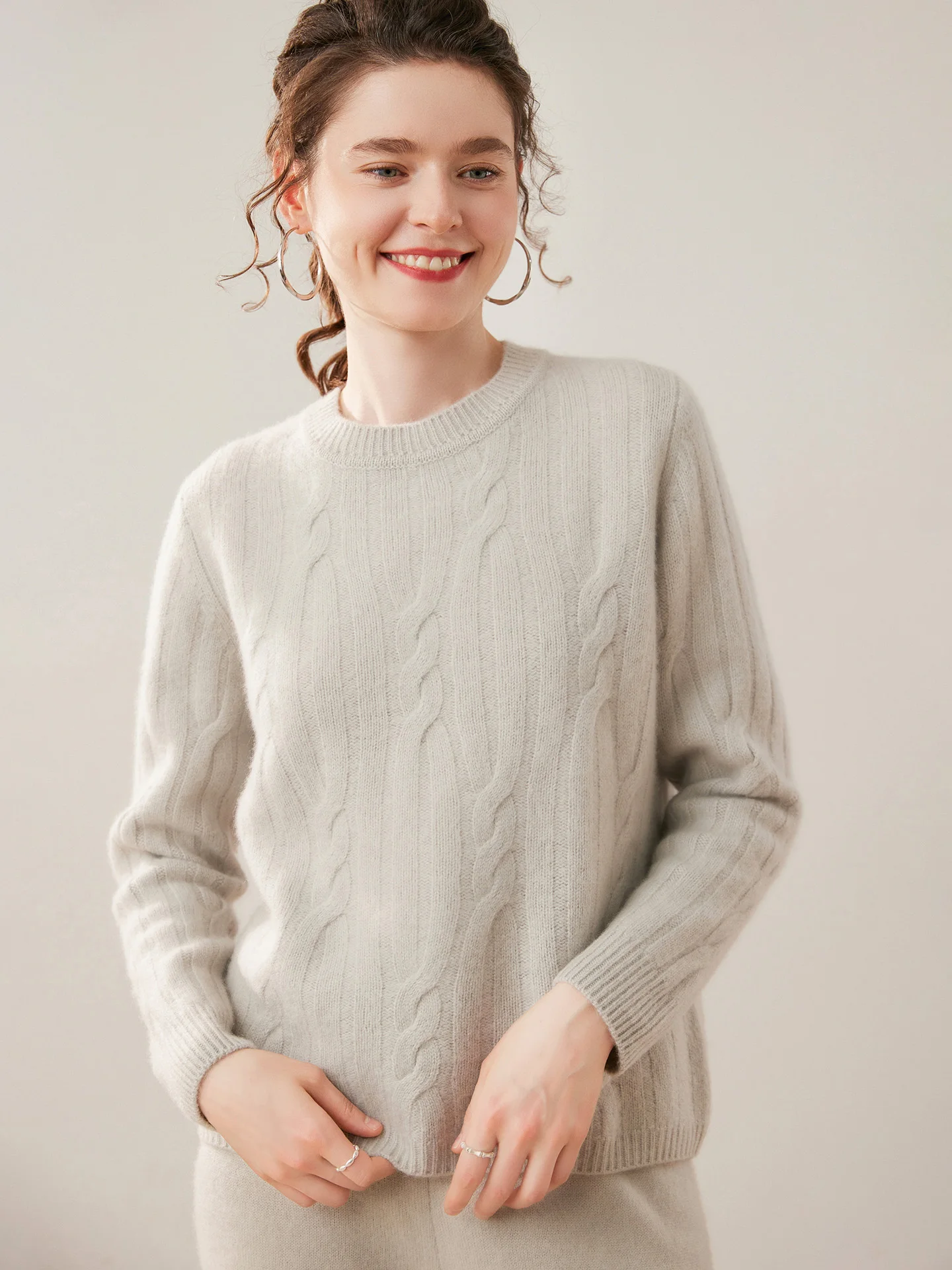 New Style Autumn Winter Soft Thick Warm High Elastic Pullover Sweater O-neck Cable Knit Woman 100% Cashmere Sweater Fashion Tops