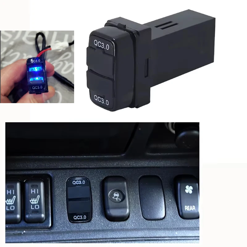 

Автомобильное зарядное устройство с двойной быстрой зарядкой, USB-разъем для зарядки, адаптер питания для Mitsubishi Outlander L200 Pajero sport Lancer Eclipse Cross