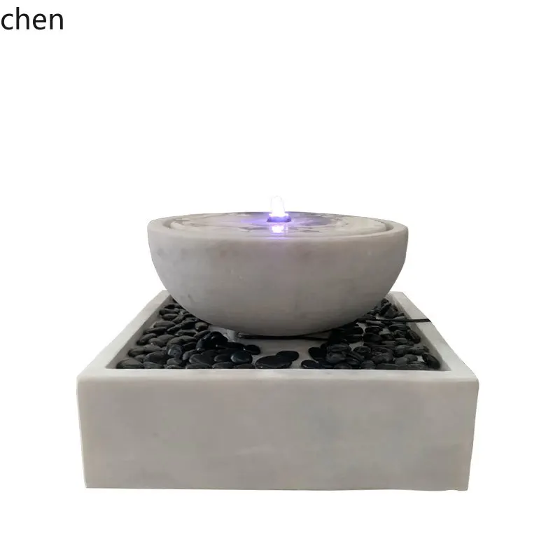 ZMLWater Bowl Fountain Pool Landscape Courtyard Villa Stone Bowl Water System Ornament Garden Balcony Fountain